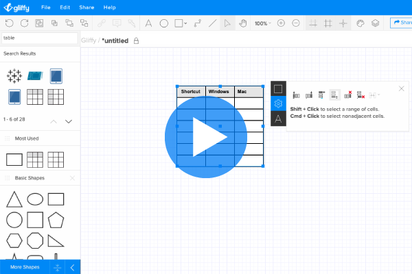 Using Tables in Gliffy