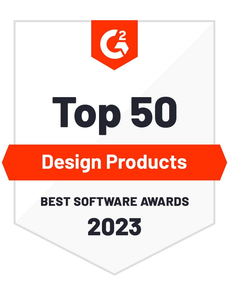 Top 50 Design Products Best Software Awards 2023 — G2 Badge